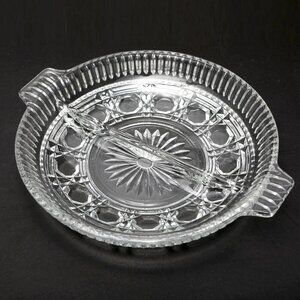 Vintage Federal Glass Relish Dish Windsor Pattern Trinket Divided Tray Retro